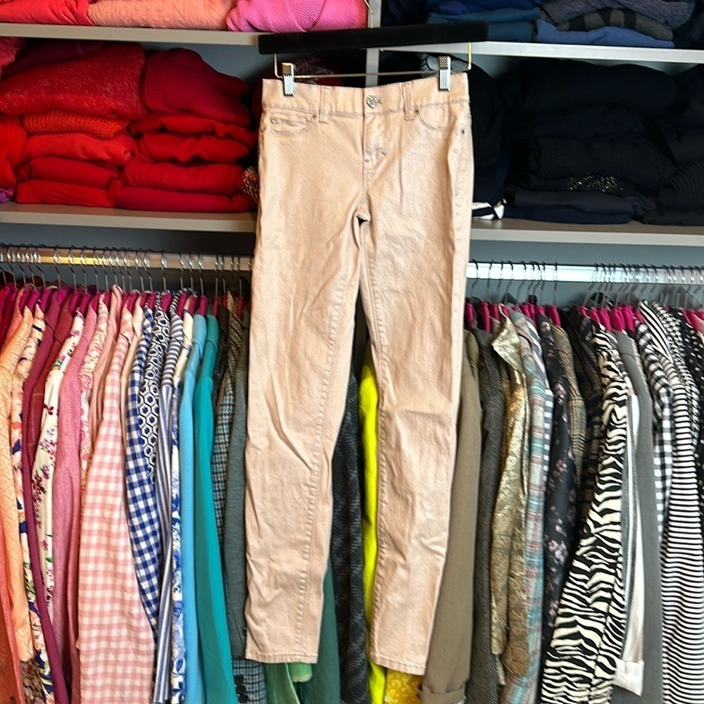 Cache pale pink coated skinny jeans size 0L